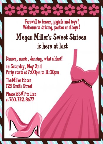 Party Dress | Sweet 16 - Birthday Party Invitations